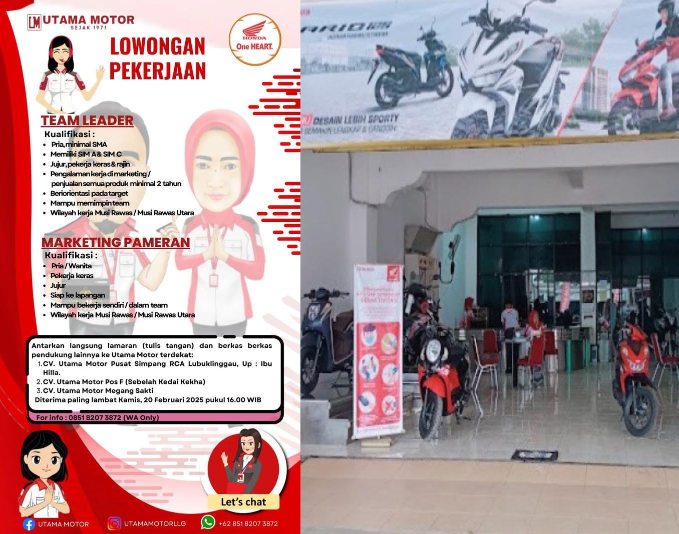 Lowongan Kerja CV. UTAMA MOTOR Februari 2025