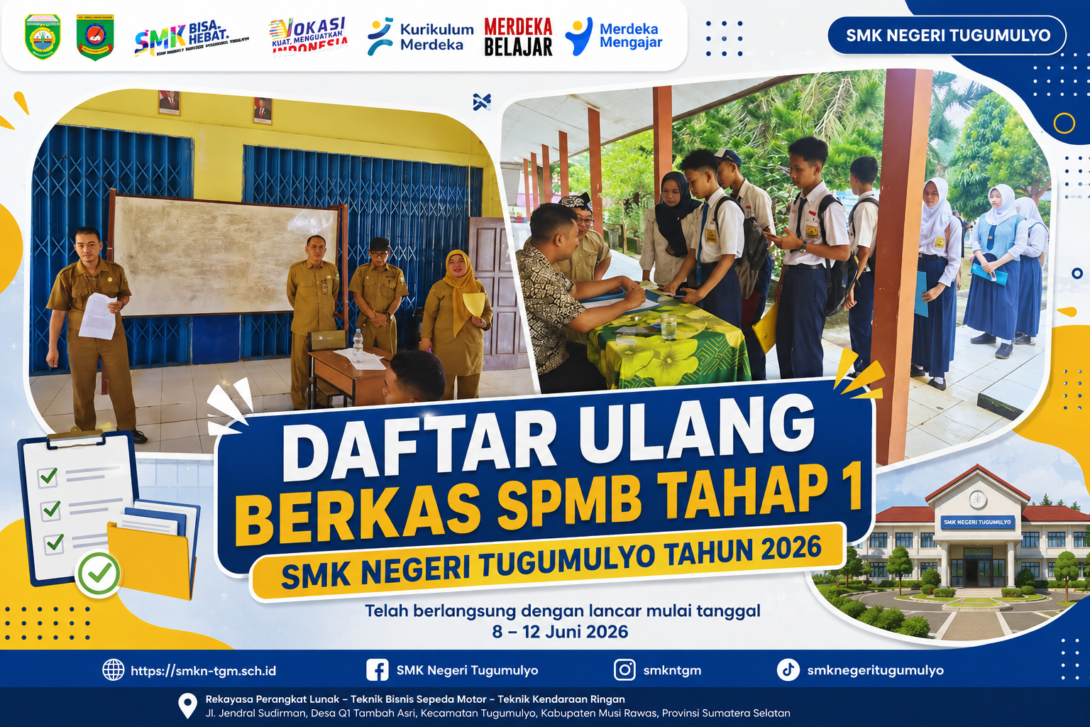 Daftar Ulang SPMB Tahap 1 SMK Negeri Tugumulyo Tahun 2026 Berlangsung Lancar
