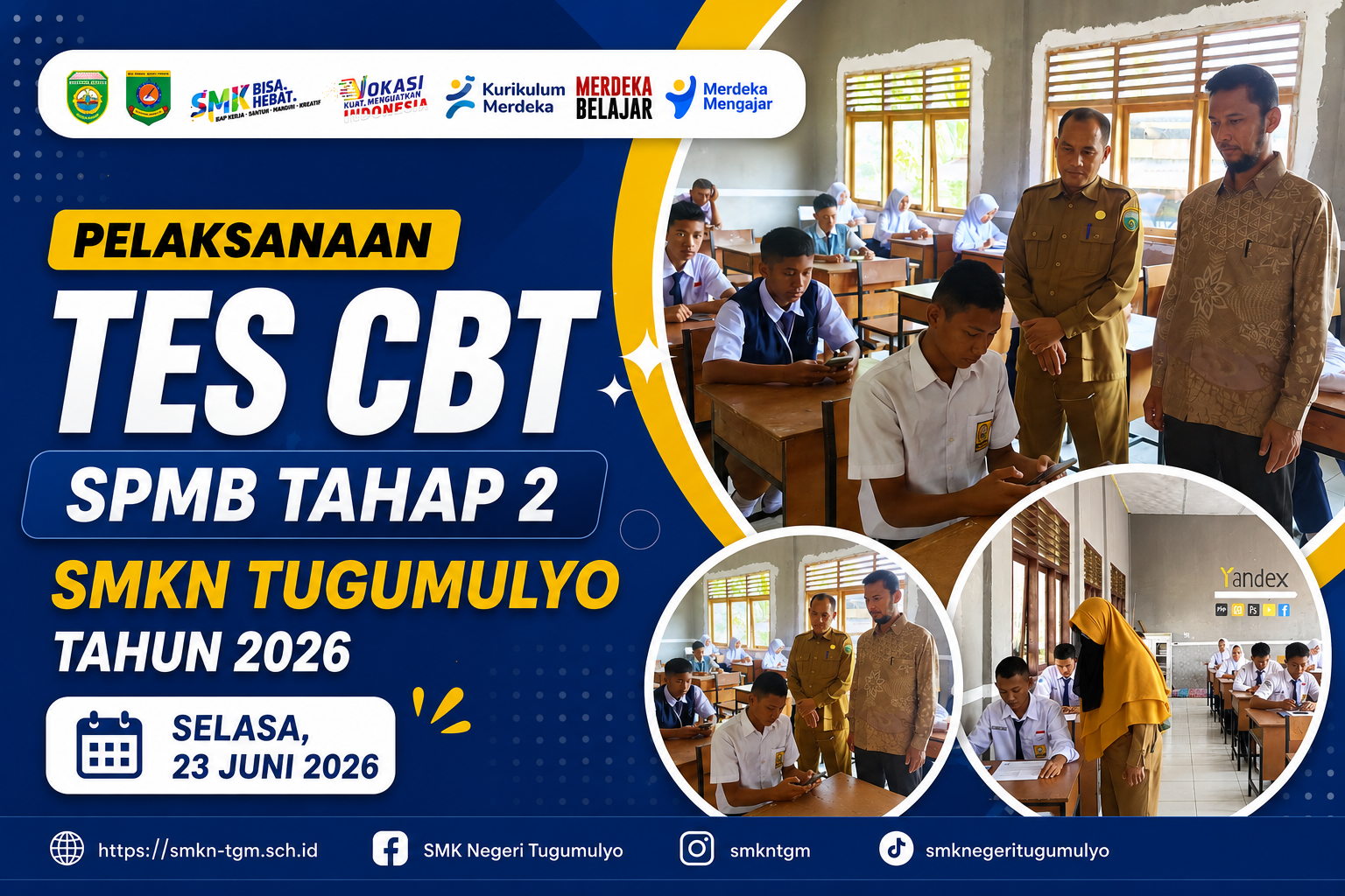 Pelaksanaan Tes CBT SPMB Tahap II Tahun Ajaran 2026 di SMKN Tugumulyo