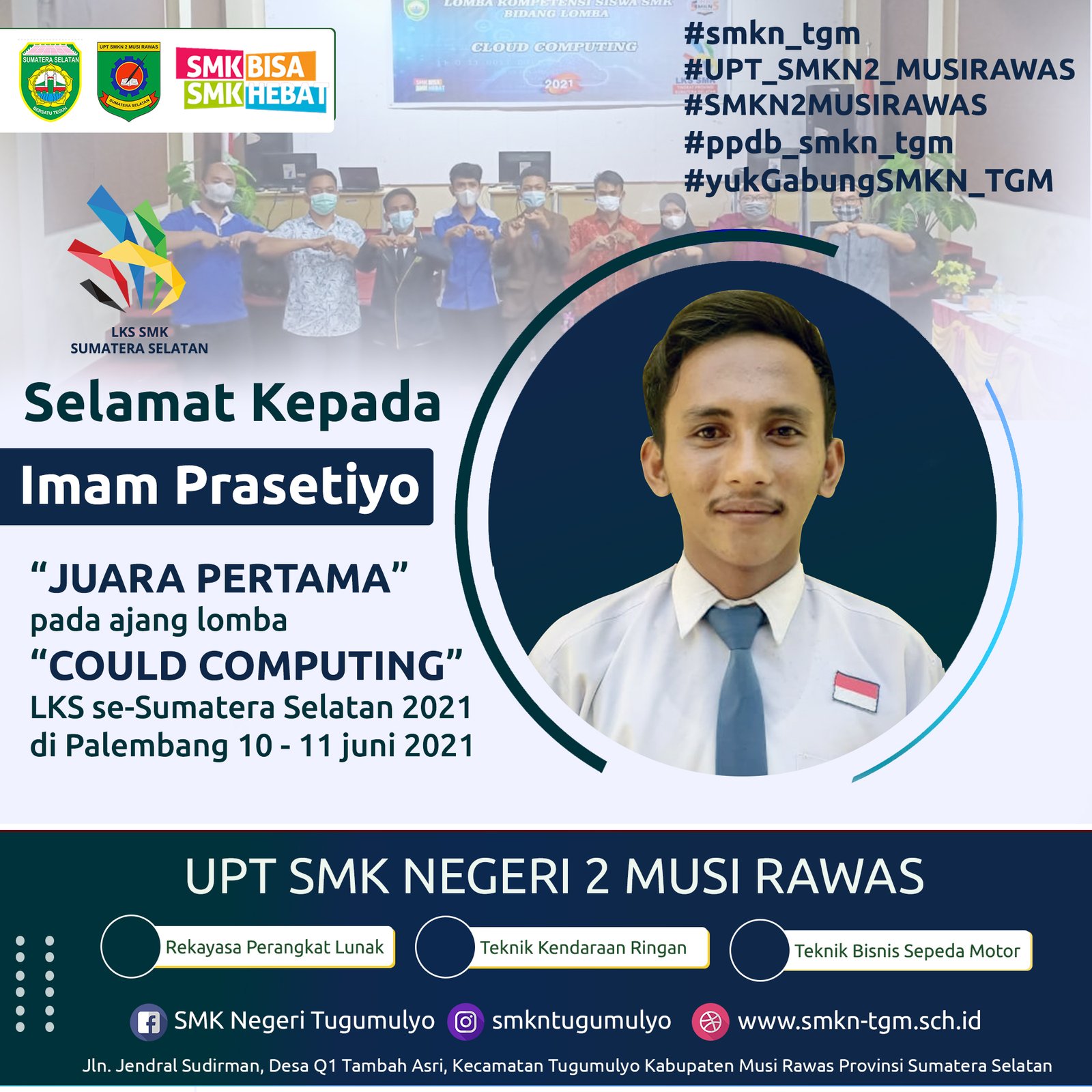 Juara 1 CLOUD COMPUTING- LKS ( Lomba Kompetensi Siswa) Provinsi Sumatera Selatan Tahun 2021